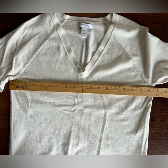 Daily Ritual Women's Ivory V-Neck Long‎ Sleeve Sweater S - Picture 5 of 7